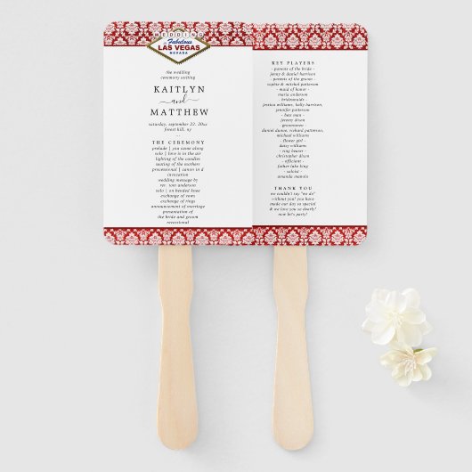 Éventail La Parties scintillant Damask Las Vegas Mariage Co (Devant et derrière)