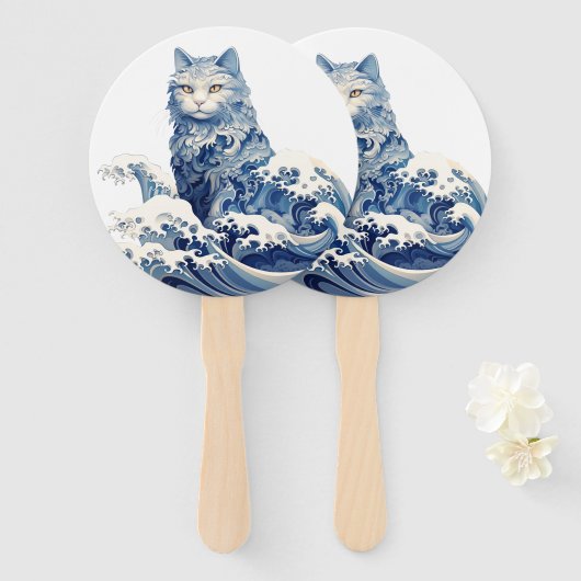 Éventail La Vague De Chat Au Large De Kanagawa (Devant et derrière)