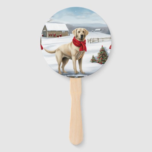 Éventail Labrador Retriever Dog in Snow Christmas (Devant)