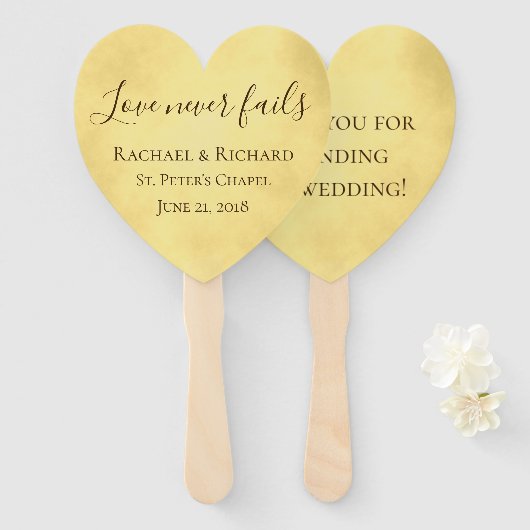 Éventail L'amour d'or n'échoue jamais Mariage (Devant et derrière)