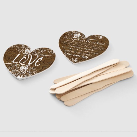 Éventail L'AMOUR EST Brown Typographie Cuir Ventilateurs à (Non-assemblé)