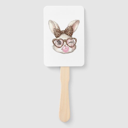 Éventail Lapin de Pâques Lunettes Mignonnes Léopard Lapin d (Devant)