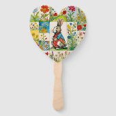 Éventail Lapin de Pâques Patchwork Floral (Devant)