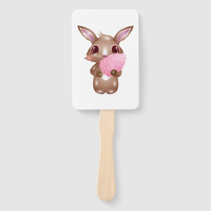 Éventail lapin mignon avec bonbon en coton rose