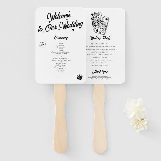 Éventail Las Vegas Casino Destination Mariage Noir (Devant et derrière)