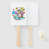 Éventail L'astronaute Unicorn chevauchant l'univers spatial (Devant et derrière)