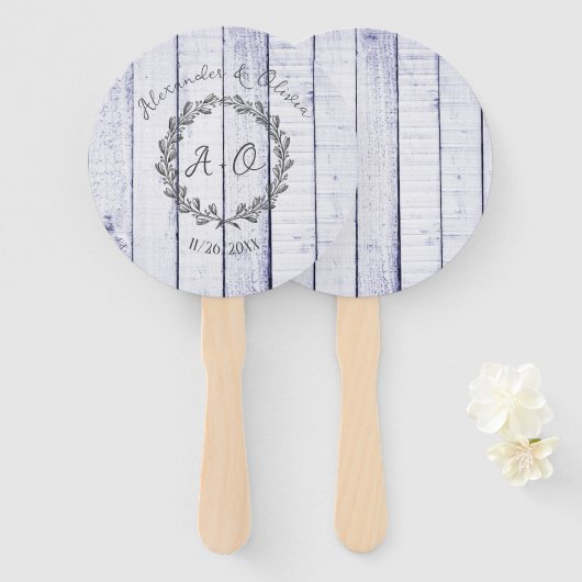 Éventail Lavande Rustique Monogramme Mariage Favoriser le v (Devant et derrière)