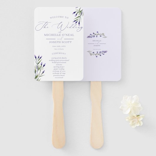 Éventail Lavender Bliss Élégant programme d'aquarelle (Devant et derrière)