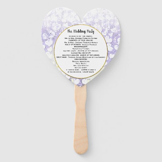 Éventail Lavender Heart Leaf Tree Wedding Programme (Dos)
