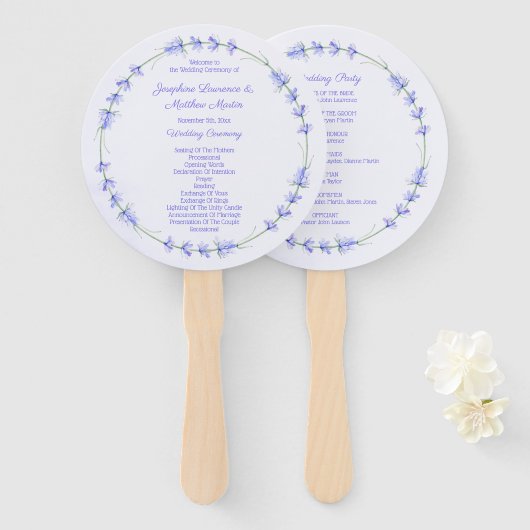 Éventail Lavender Wreath Floral Mariage programmes de cérém (Devant et derrière)
