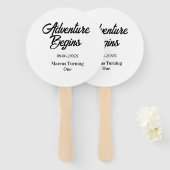 Éventail L'aventure commence 1er anniversaire nom date simp (Devant et derrière)