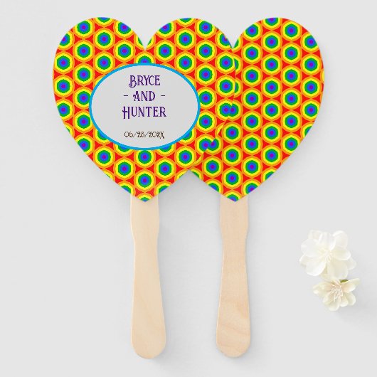 Éventail LBGTQA+ Design arc-en-ciel (Devant et derrière)