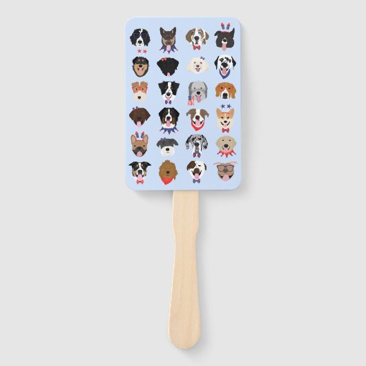 Éventail Le 4 Juillet Dog Visages (Devant)