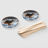 Éventail Le Berger Australien Laisser Neige Noël (Non-assemblé)