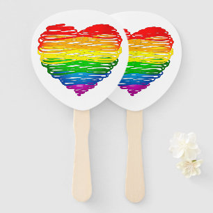 Éventail Le cœur arc-en-ciel de SlipperyJoe griffonné tourb