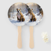 Éventail Le Staffordshire Américain Laisser Neige Noël (Devant et derrière)