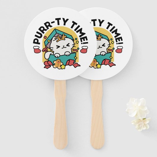 Éventail Le temps de la pub ! - Conception de Noël Festive  (Devant et derrière)