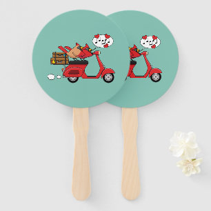 Éventail Les amoureux du Cardinal Rouge sur Scooter