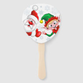 Éventail Les personnages de Noël de père Noël et Elf (Dos)