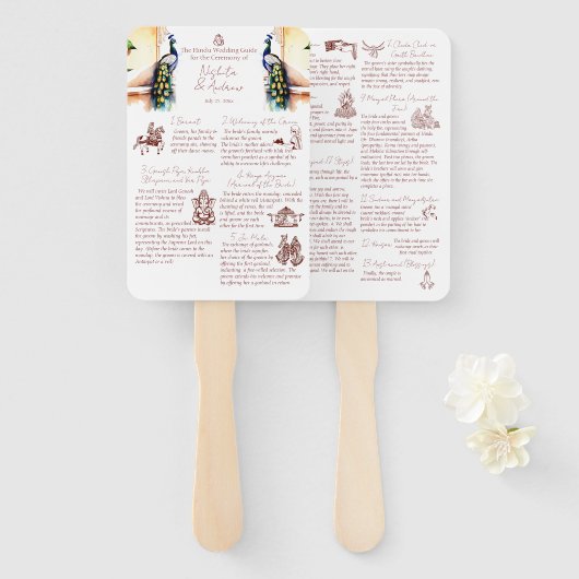 Éventail Les rituels du mariage hindou paon palais de Jaipu (Devant et derrière)