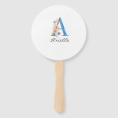 Éventail LETTRE Florale Aquarelle personnalisée Un monogram (Dos)