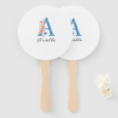 Éventail LETTRE Florale Aquarelle personnalisée Un monogram (Devant et derrière)
