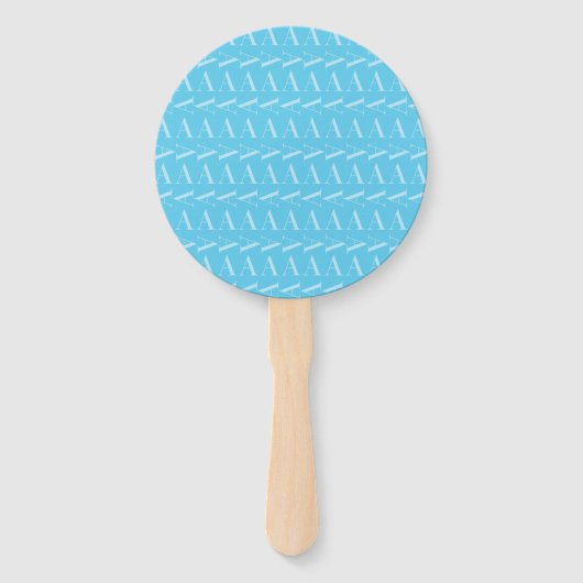 Éventail Lettre initiale A, Aqua Blue (Devant)
