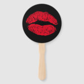 Éventail Lèvres de baiser rouge sur noir (Dos)