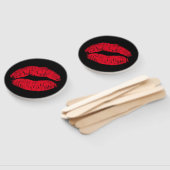 Éventail Lèvres de baiser rouge sur noir (Non-assemblé)