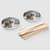 Éventail Lhassa Apso Laisse Neige Noël (Non-assemblé)