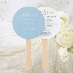 Éventail Light Blue Simple Mariage Cérémonie Programme