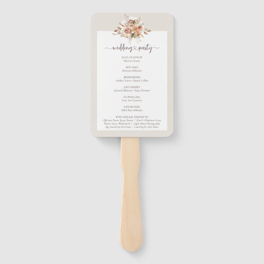 Éventail Light Earth Tone Floral Wedding Programme / Fête (Dos)