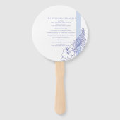 Éventail ligne d'art bleu tropical botanique mariage (Dos)