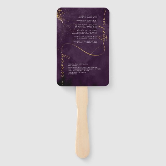 Éventail Lignes fines Gold Abstrait Mariage V1 Plum ID867 (Dos)