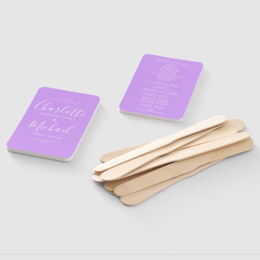 Éventail Lilac Orchid Lavender Script Wedding Programme (Non-assemblé)