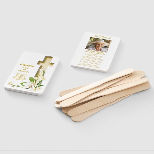 Éventail Lily Cross Écriture Mémorial Fan main (Non-assemblé)