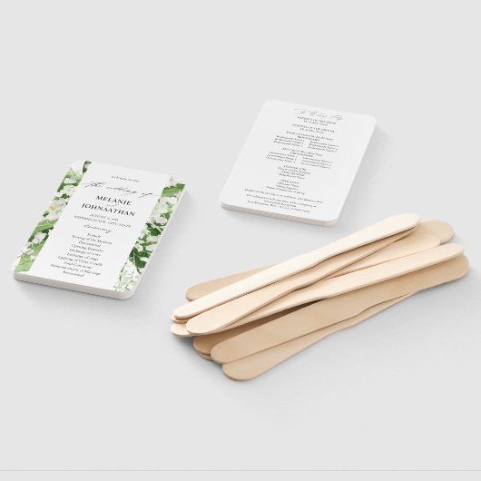 Éventail Lily de la vallée White Floral Wedding Programme (Non-assemblé)
