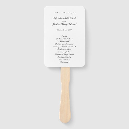 Éventail Lily Simple Classique Élégant Programme Mariage (Devant)