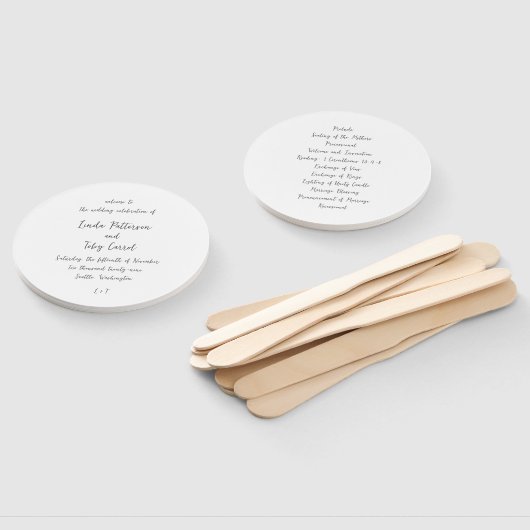 Éventail Linda Simple Modern Wedding Programme (Non-assemblé)