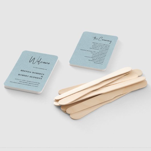 Éventail Linge bleu Simple Script noir Ventilateur à main M (Non-assemblé)