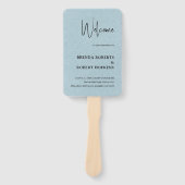 Éventail Linge bleu Simple Script noir Ventilateur à main M (Devant)