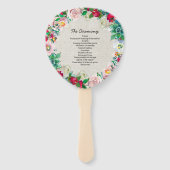 Éventail Linge Look Floral Wreath Programme de mariage Vent (Devant)