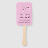 Éventail Linge rose Simple Script noir Mariage Ventilateur  (Devant)