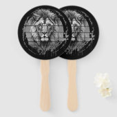 Éventail Lion Noir Et Blanc (Devant et derrière)
