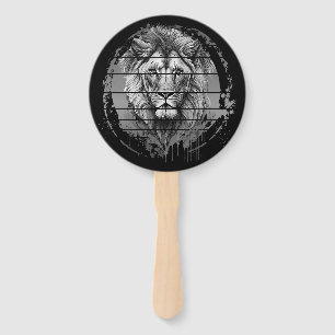 Éventail Lion Noir Et Blanc