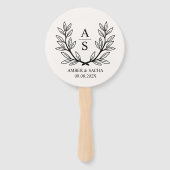 Éventail Logo Mariage Monogramme Personnalisé Avec Wreath (Devant)