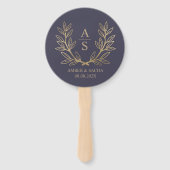 Éventail Logo Mariage Monogramme Personnalisé Avec Wreath (Dos)