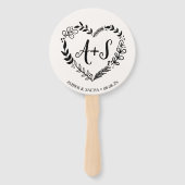 Éventail Logo Mariage Monogramme Personnalisé Avec Wreath (Devant)