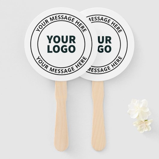 Éventail Logo téléchargé + Texte circulaire modifiable (Devant et derrière)