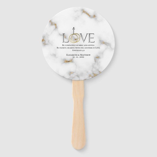 Éventail Loin Bible Écriture Verse Éphésiens 4:2 Marbre (Devant)